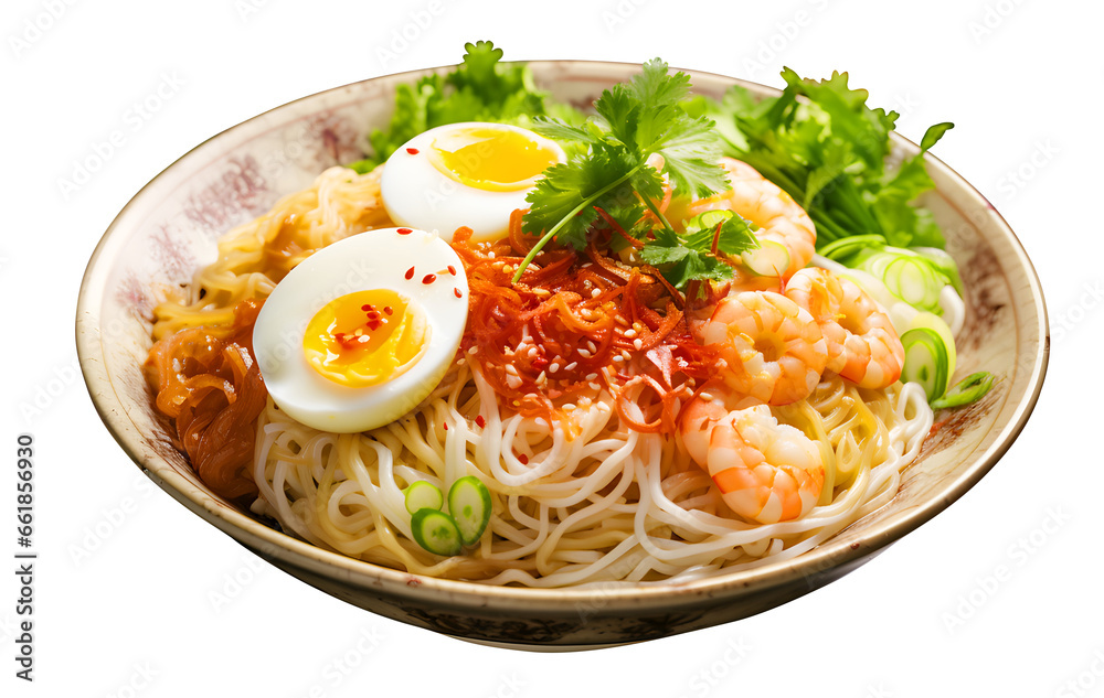 Classic Chinese stir fried noodles with Boiled eggs ,shrimp and vegetables, close-up, a plate Asian stir fry noodles recipe Classic Chinese stir fried noodles with Boiled eggs ,shrimp and vegetables, close-up, a plate Asian stir fry noodles recipe