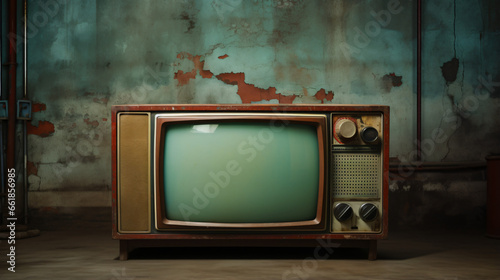 Old vintage television front