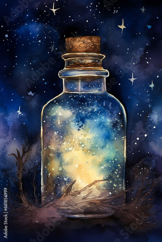 Milky way galaxy in glass jar © petro