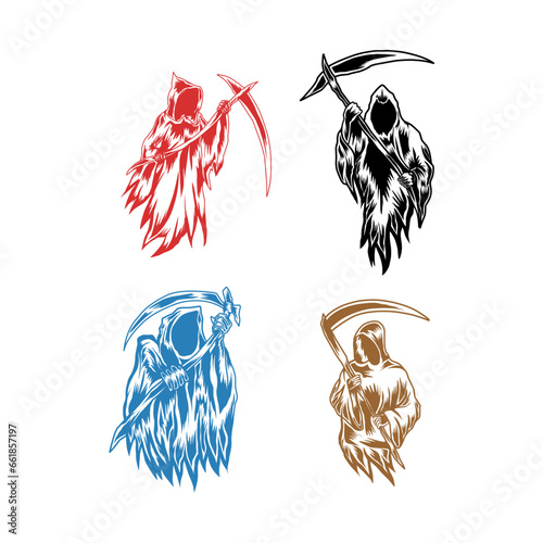 set of grim reaper logo vector illustration