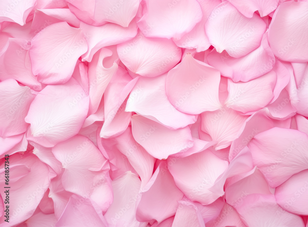 Homemade rose petals on white background, made of rubber, pastel, rounded, pink.