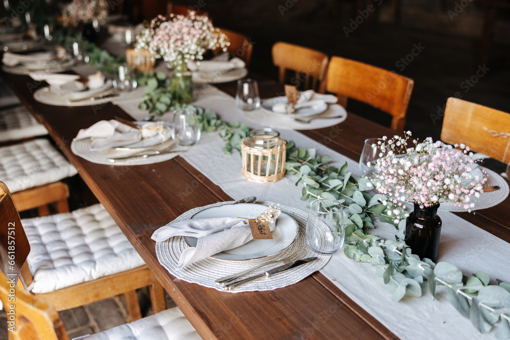 Beautiful table decoration at barn wedding Beautiful table decoration at barn wedding
