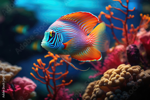 Tropical sea underwater colored fishes in coral reef. Seascape, ocean landscape © Michael