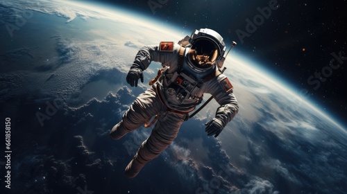Astronaut in a spacesuit in space