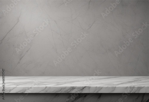 Empty table marble black countertop on black wall background. high quality photo.