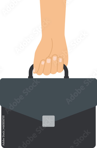 Hand holding a briefcase. Vector illustration.