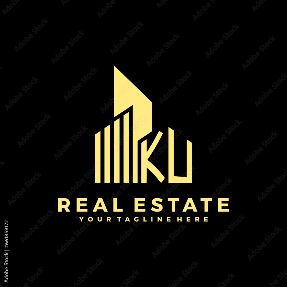 KU Initials Real Estate Logo Vector Art  Icons  and Graphics