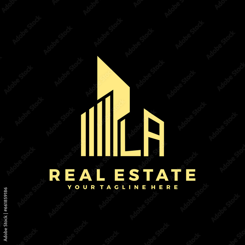 LA Initials Real Estate Logo Vector Art  Icons  and Graphics