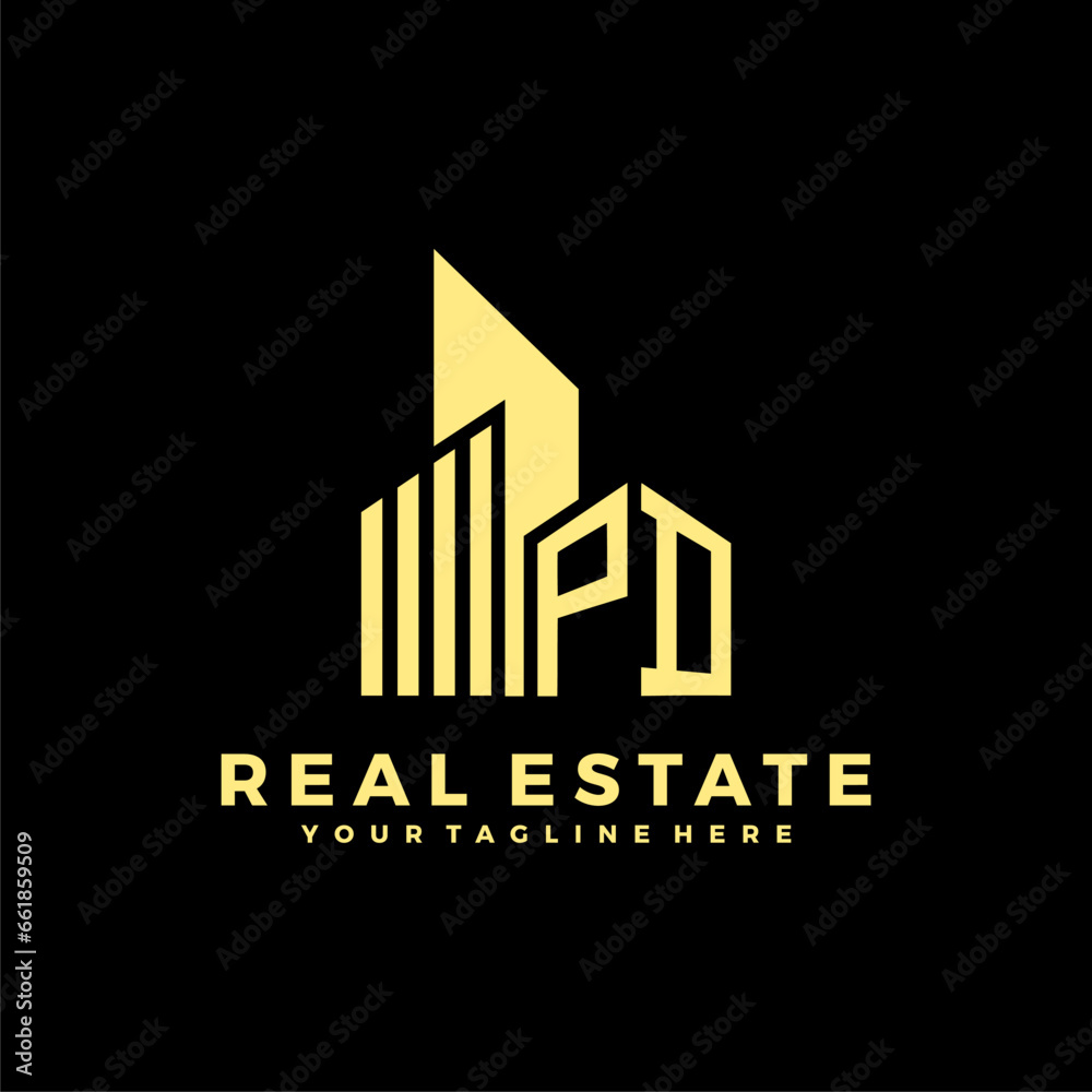 PD Initials Real Estate Logo Vector Art  Icons  and Graphics