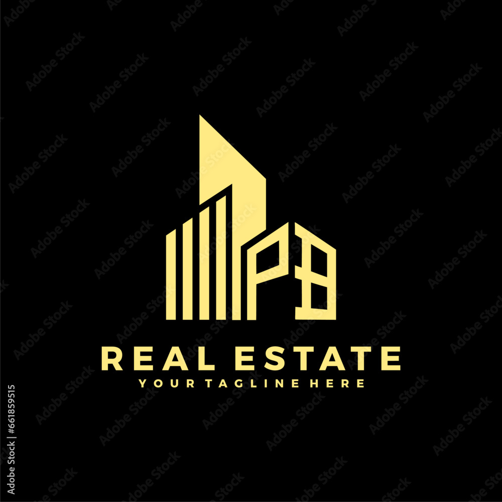 PB Initials Real Estate Logo Vector Art  Icons  and Graphics