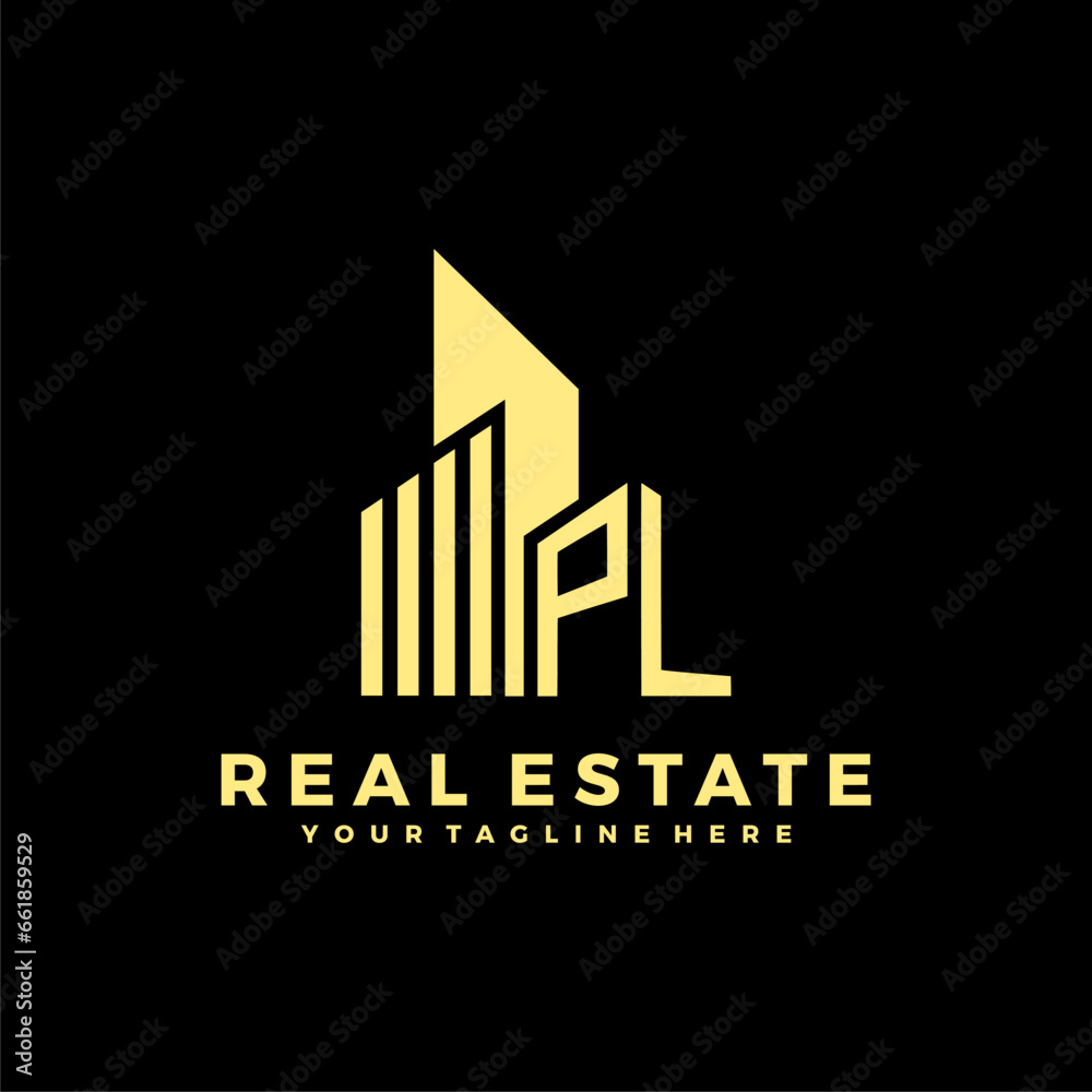 PL Initials Real Estate Logo Vector Art  Icons  and Graphics