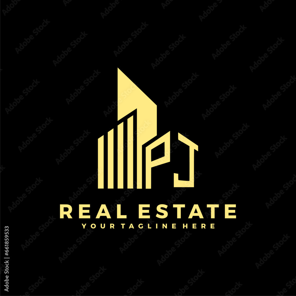 PJ Initials Real Estate Logo Vector Art  Icons  and Graphics
