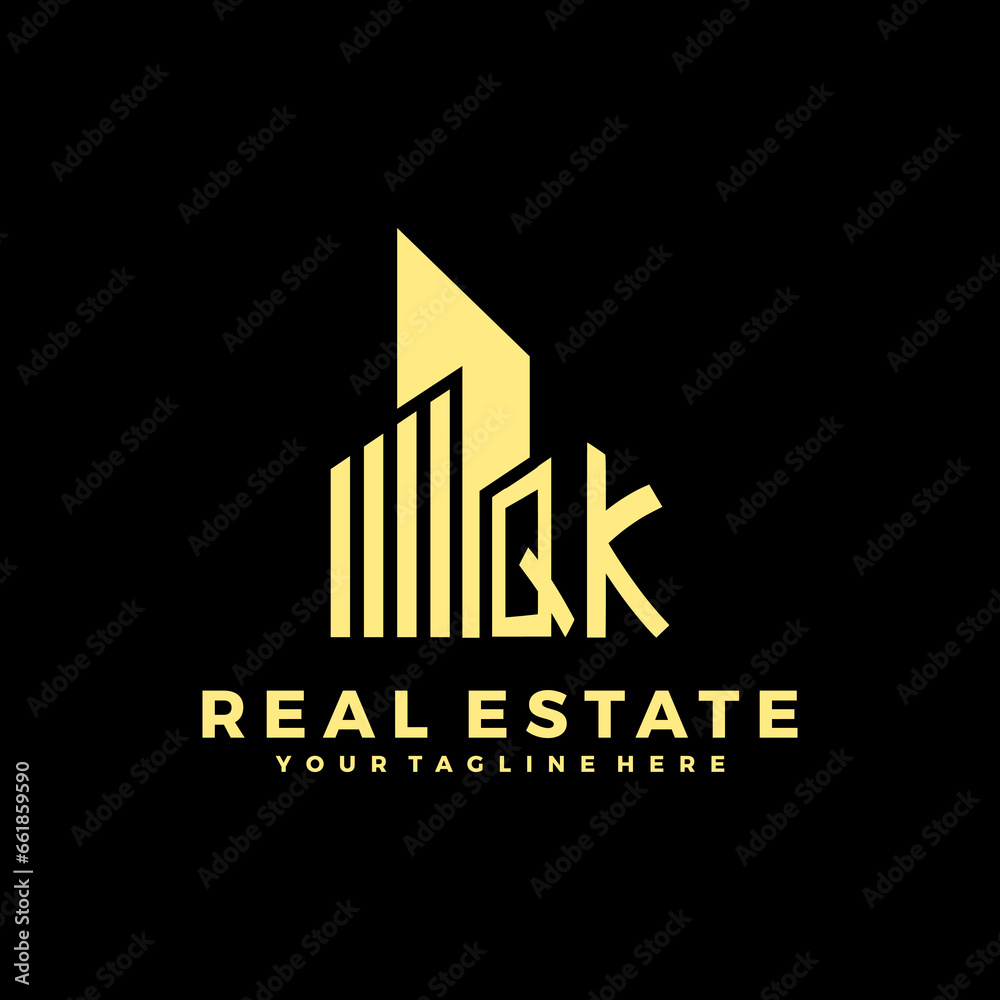 QK Initials Real Estate Logo Vector Art  Icons  and Graphics