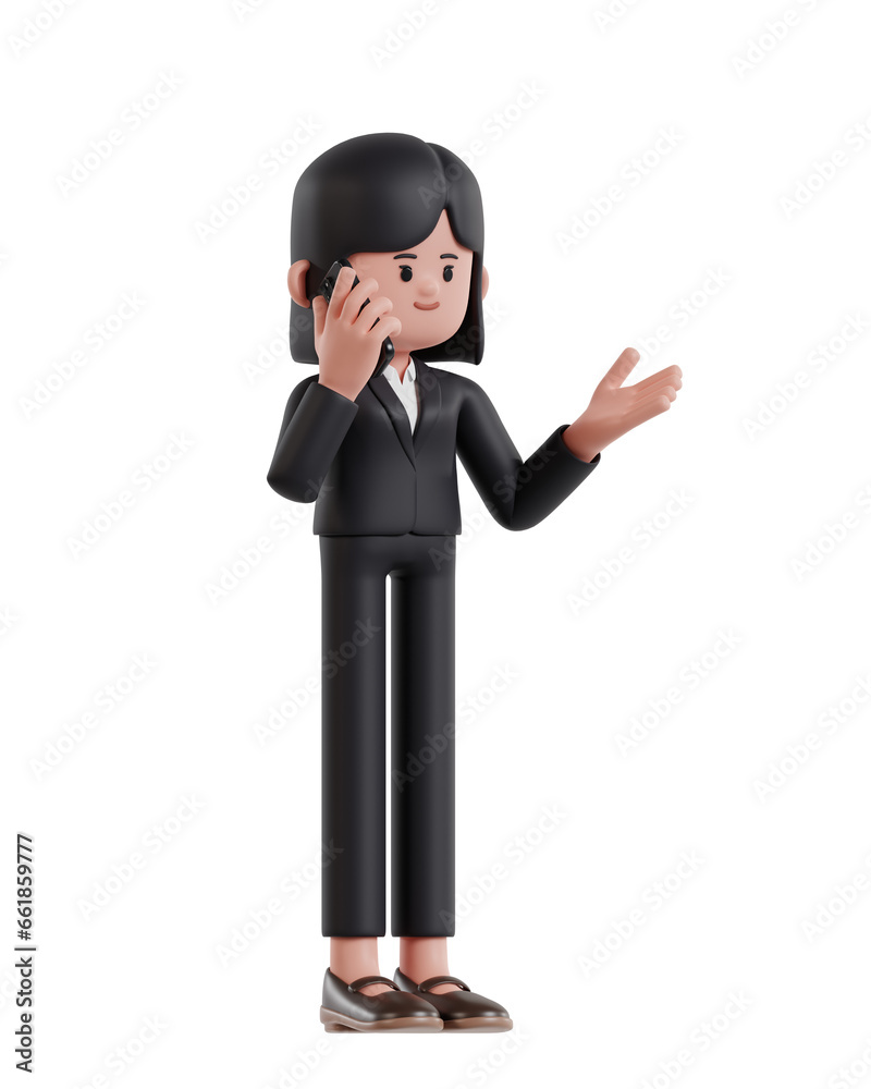 3d Illustration of Cartoon Businesswoman Talking business on the phone 3d Illustration of Cartoon Businesswoman Talking business on the phone