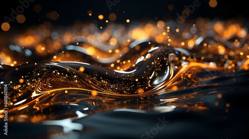 Golden Sparkle Swirl Wave Background