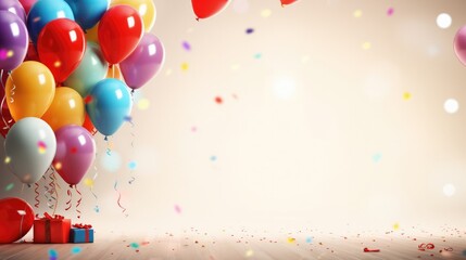 Colorful birthday background with balloons and place for text