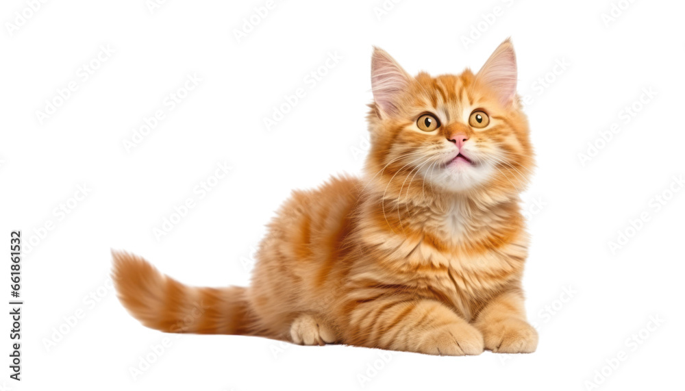 orange cat isolated on transparent background cutout