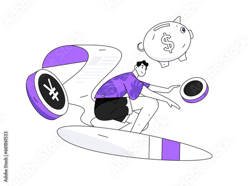 Internet financial management investment flat vector concept operation hand drawn illustration
