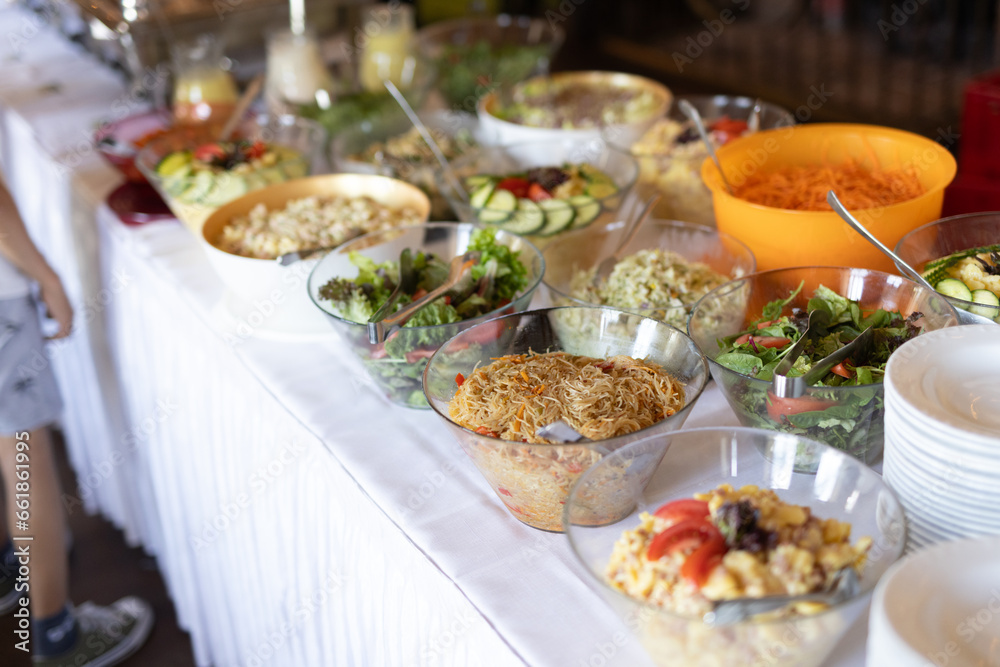 Delicious salad buffet at a wedding reception Delicious salad buffet at a wedding reception