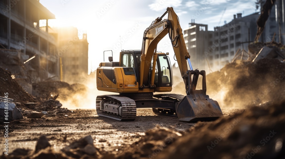 Excavator at a construction site Excavator at a construction site