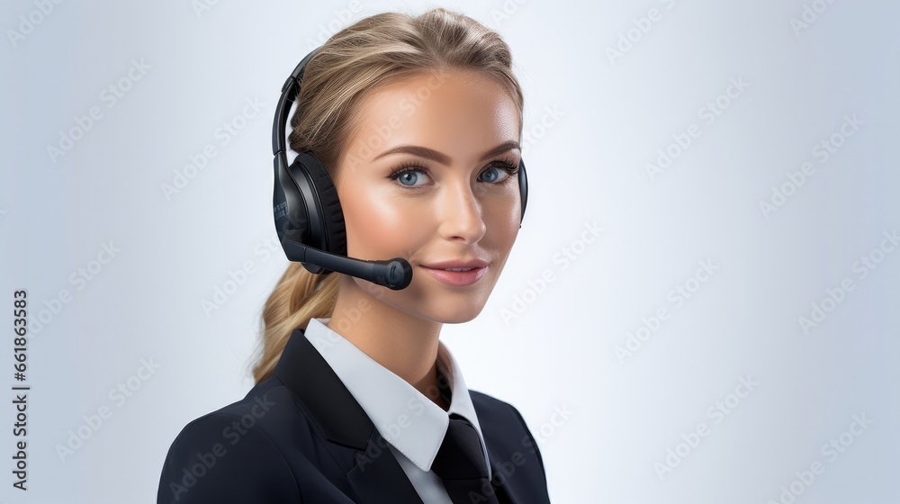 Female call center operator on white background Female call center operator on white background