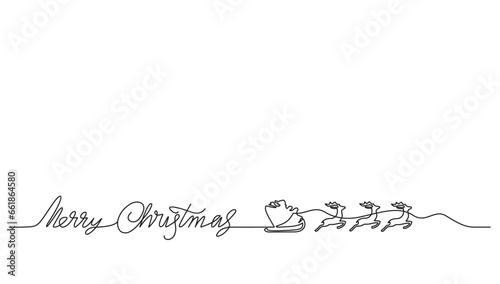 christmas greeting card, santa claus and merry christmas letter line art vector