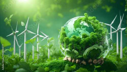 ESG green energy sustainable industry. World environment day concept , save green plants , green world day