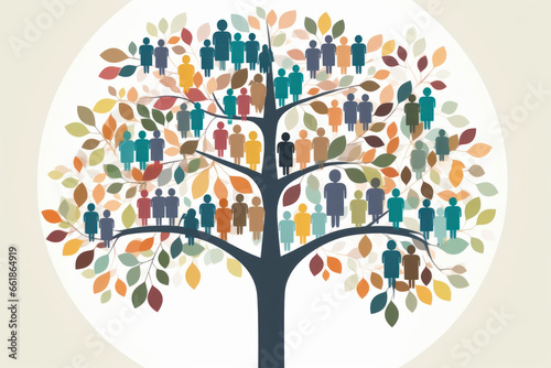 Genealogical tree with generations of different women, community and family concept
