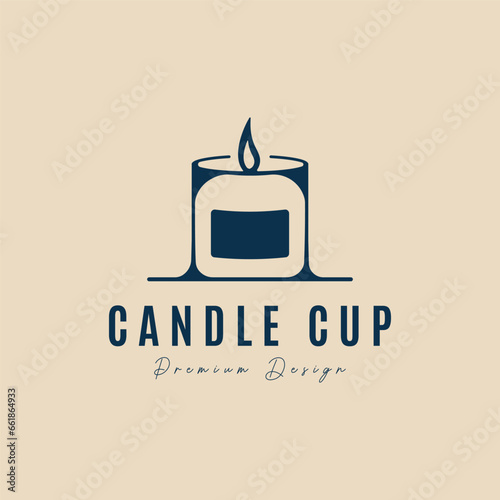 candle glasses cup light logo minimalist simple icon symbol vector illustration design