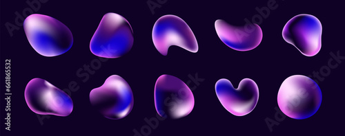 Gradient blob set. Abstract vector liquid form isolated on plain background. Blending design template