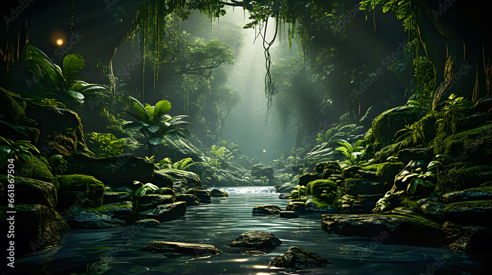 A tropical jungle landscape