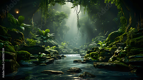 A tropical jungle landscape