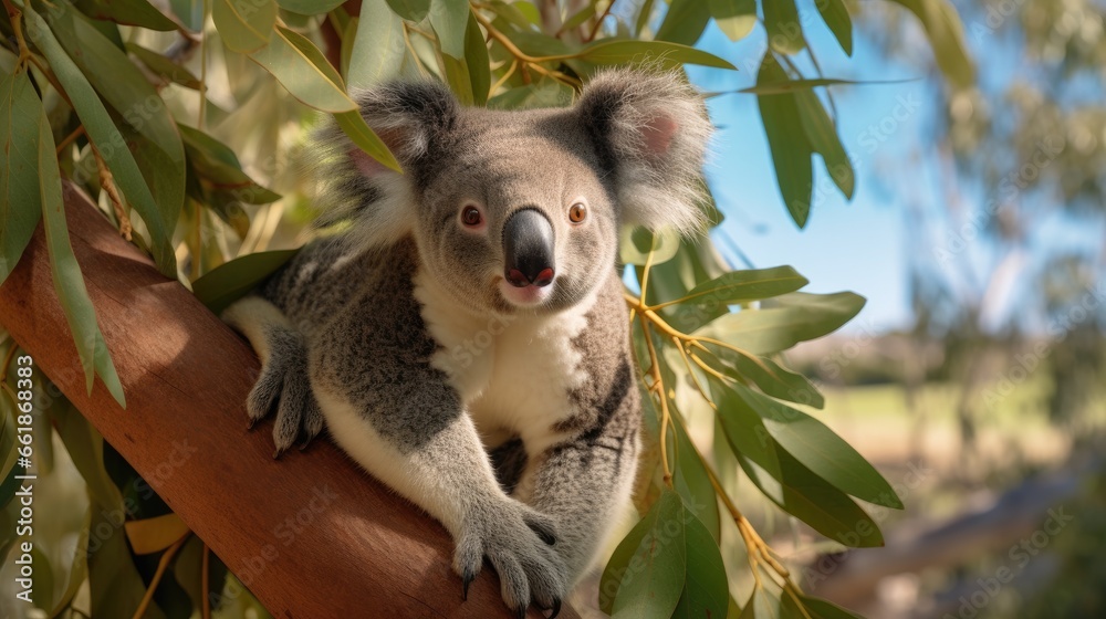 Fototapeta premium Koala on eucalyptus tree