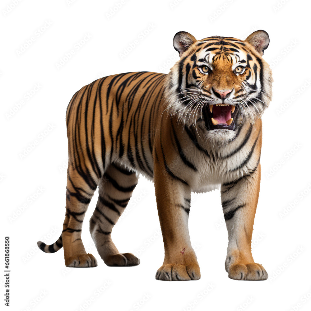 Tiger isolated on white transparent background