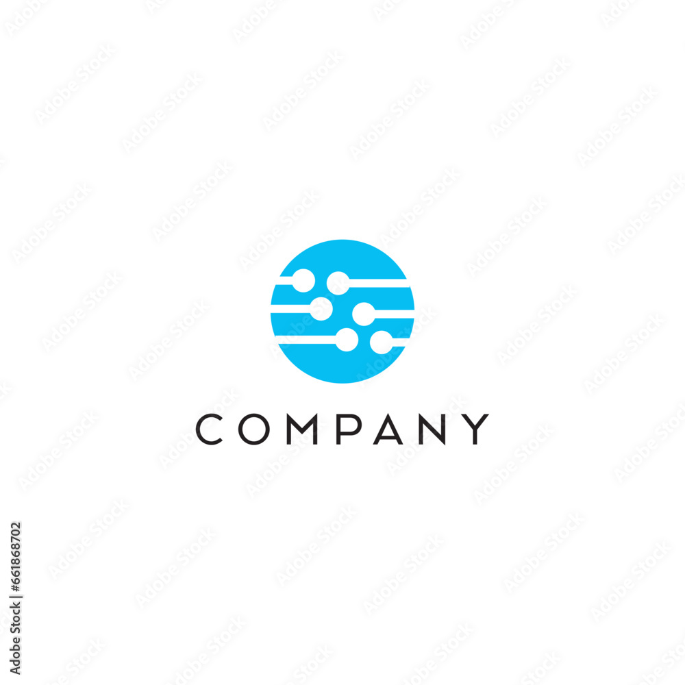 Fototapeta premium Technology links connection round circle blue Logo Design, Brand Identity, flat icon, monograph, business, editable, eps, royalty free image, corporate brand, creative