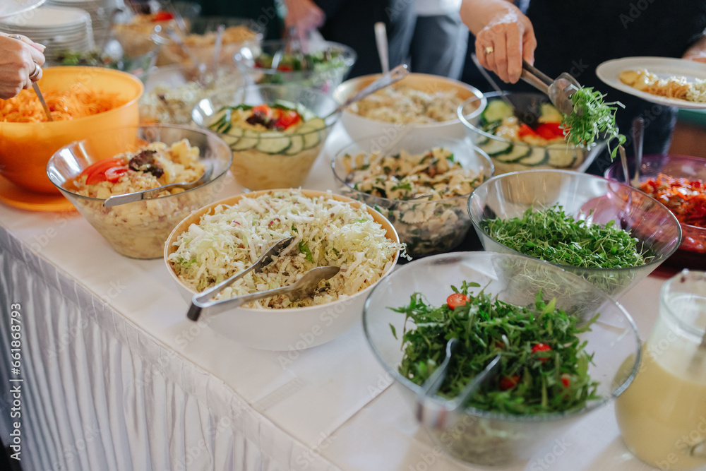 Delicious salad buffet at a wedding reception Delicious salad buffet at a wedding reception