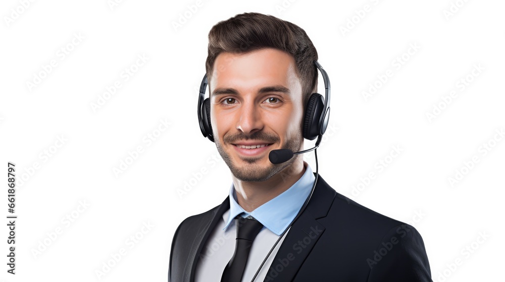 Male call center operator on white background Male call center operator on white background
