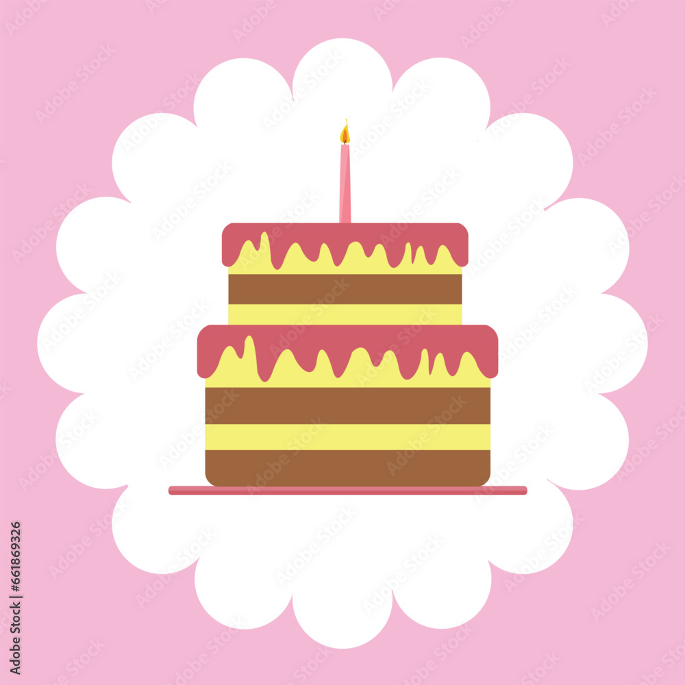 Strawberry cake icon in cartoon style isolated on white background. Vector illustration Strawberry cake icon in cartoon style isolated on white background. Vector illustration