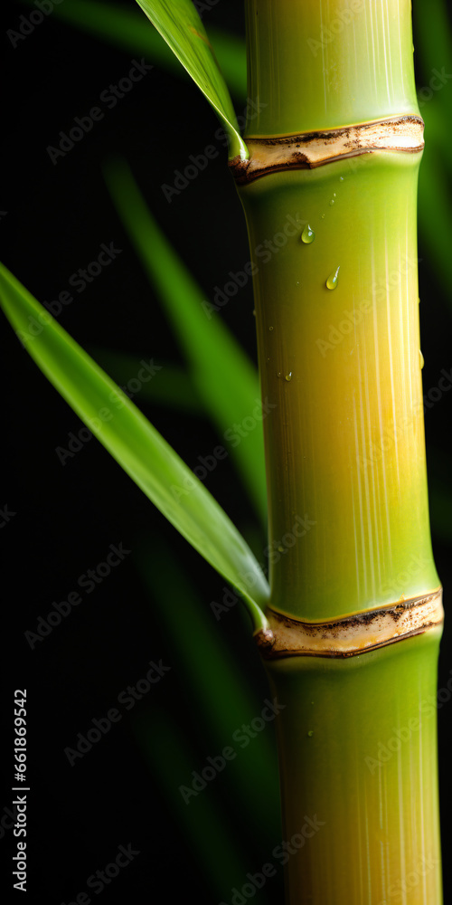 Obraz premium A bamboo stalk with leaves