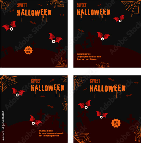 Halloween template with halloween elements