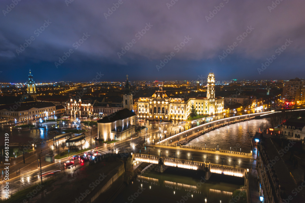 Oradea romania tourism aerial a breathtaking night view of a historic European city