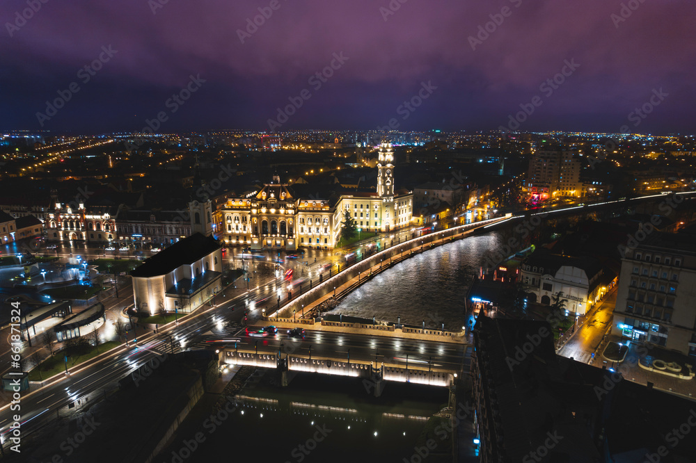 Oradea romania tourism aerial a stunning aerial view capturing the vibrant city lights at night