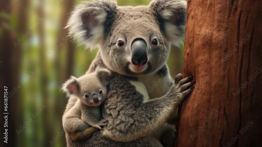 Obraz premium Baby Koala With Mom