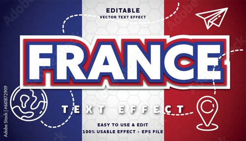 france editable text effect with modern and simple style