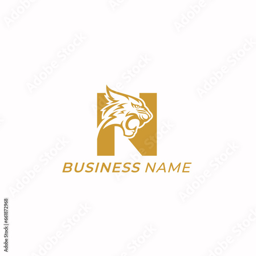 design logo combine letter N and tiger