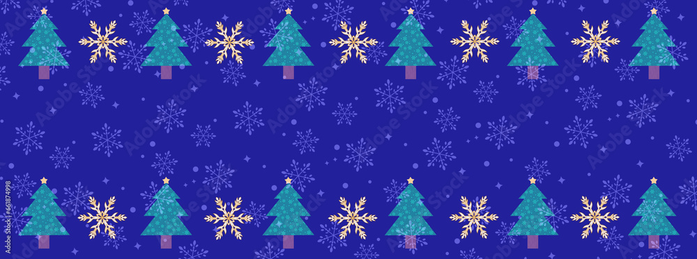 クリスマスツリーと雪の結晶　クリスマス背景