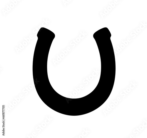 Vector isolated one single simple symmetrical horseshoe colorless black and white outline silhouette shadow shape stencil solid black