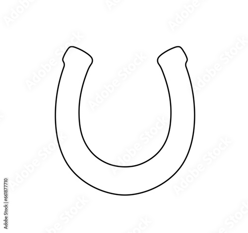 Vector isolated one single simplest symmetrical horseshoe contour line template colorless black and white contour line easy drawing