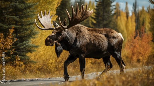 Bull Moose on road © Fly Frames