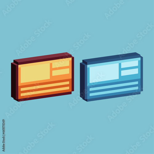 Isometric Pixel art 3d of id card for items asset.Id card on pixelated style.8bits perfect for game asset or design asset element for your game design asset.